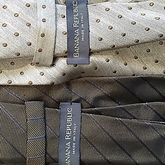 2 BANANA REPUBLIC woven silk neckties polka dot stripe shimmer men's  neckties - Picture 4 of 7